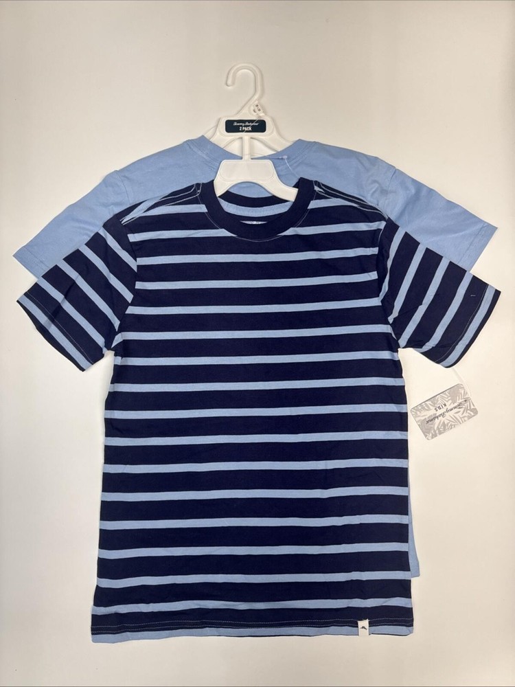 Tommy Bahama Boys T-Shirt 2-Pack Size M 10/12 Short Sleeve Cotton Solid Stripe