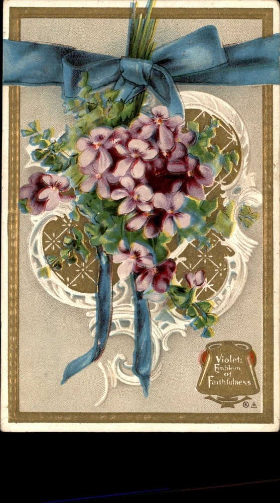 Faithfulness Emblem Violet Language of Flowers Series No.5, 1910 Postcard