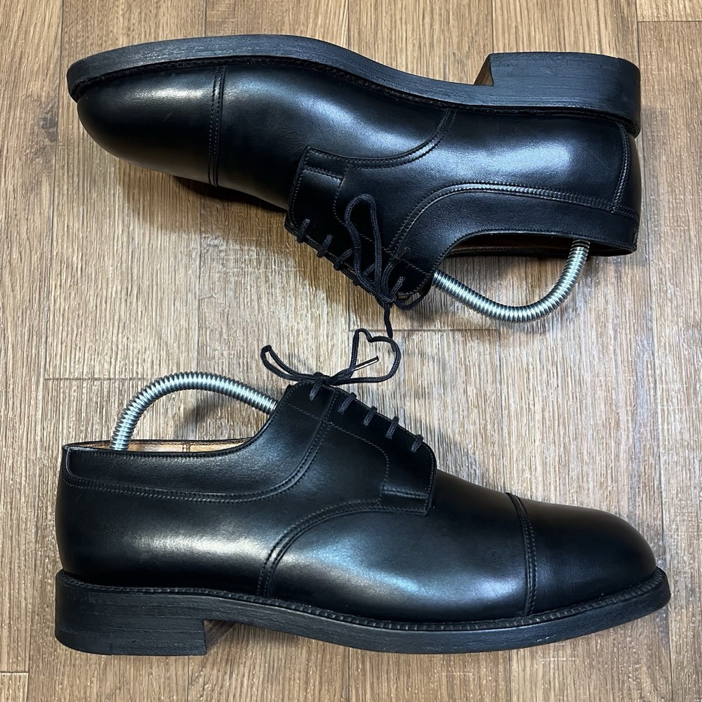 JM Weston Modele Protege 765 Black Cap Toe Blucher Derby Oxfords Men Sz 7 E Wide