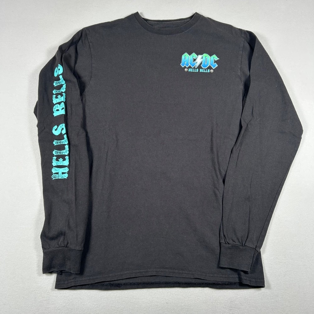 AC/DC Hells Bells Long Sleeve Band T-Shirt Mens Small Black Rock Graphic Tee