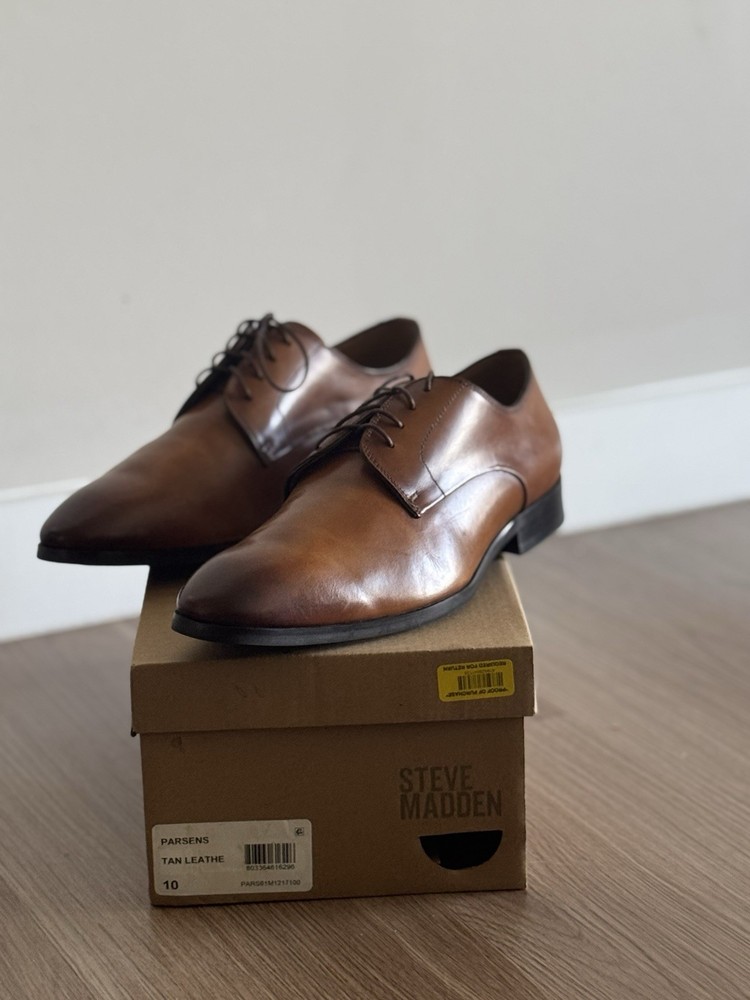 Steve Madden - Men's Oxford Shoes, Tan Leather, Size 10