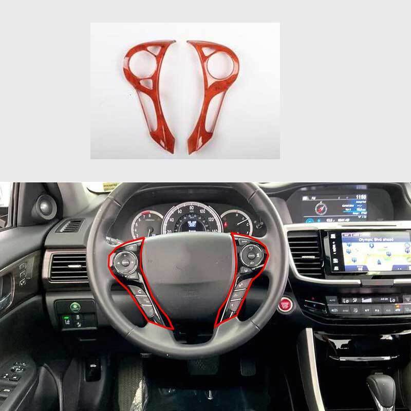 For Honda Accord EX 2013-2017 Agate Wood Grain Steering Wheel Button Frame Cover