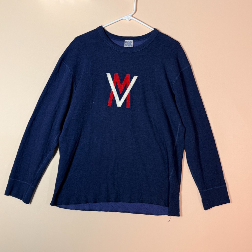 Ebbets Field Flannels Long Sleeve T-Shirt Navy Blue Crew Neck Men’s Size Large L