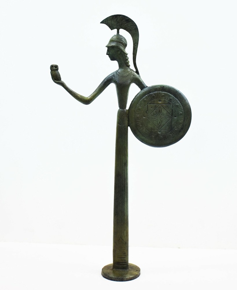 Goddess Athena with her Owl bronze figure - Symbol of Wisdom Strength Strategy