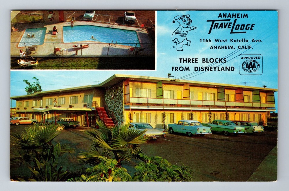 Anaheim CA-California, Disneyland Motel, Travelodge, Vintage Postcard