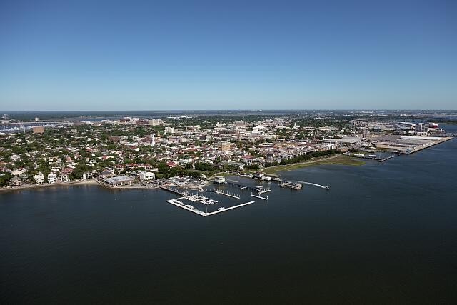Photo:Charleston South Carolina 2017 Aerial View Harbor Waterfront Skyline
