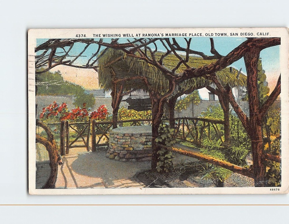 Postcard The Wishing Well Ramona's Marriage Place Old Town San Diego California