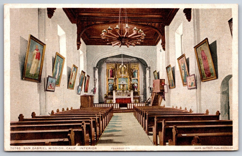 Detroit Pub~California~Interior View Of San Gabriel Mission~Vintage Postcard