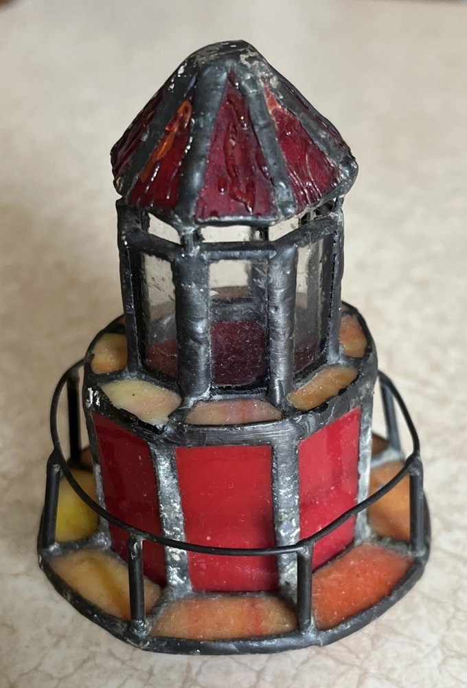 Vintage Stained Glass Mini Light House