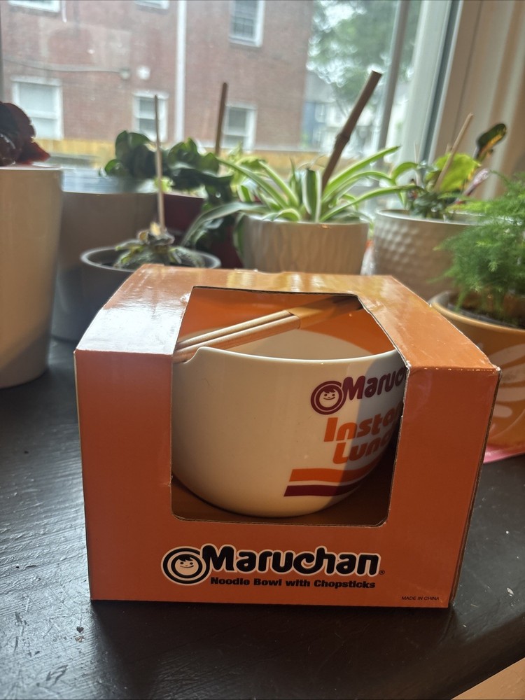 Maruchan Ramen Ceramic Noodle Bowl w/ Chopsticks Dishwasher Microwave Safe