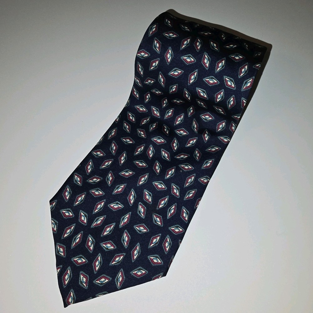 CHRISTIAN DIOR Monsieur Men’s Navy Blue Geometric Tie 100% Silk USA 3.75
