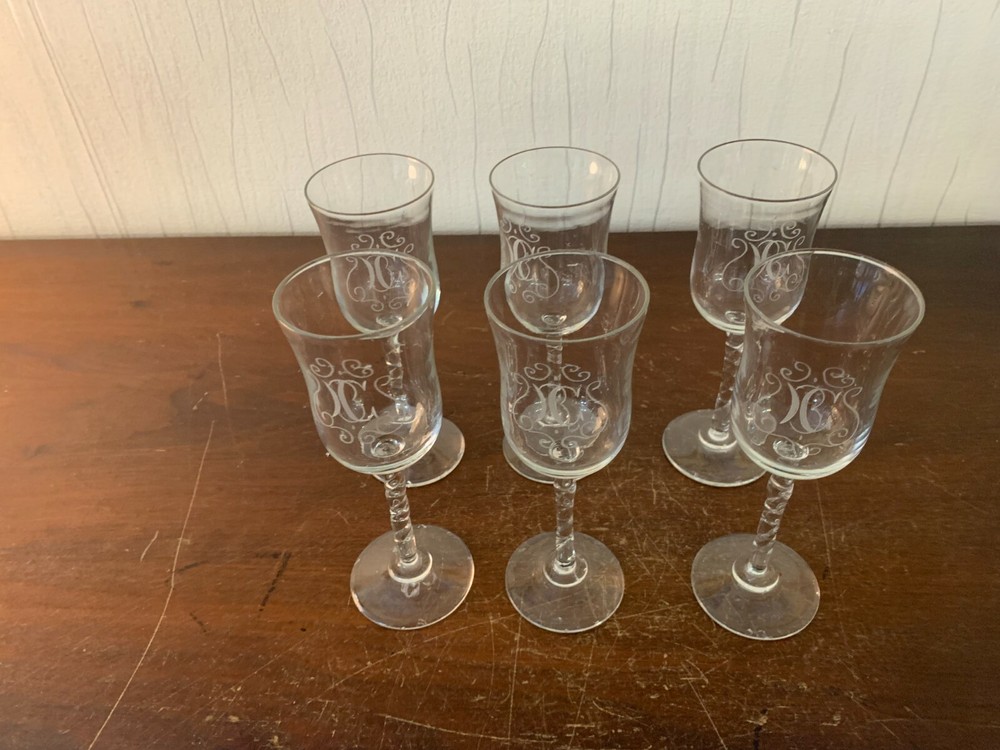5 Monogrammed Port Glasses (Price Per Unit)