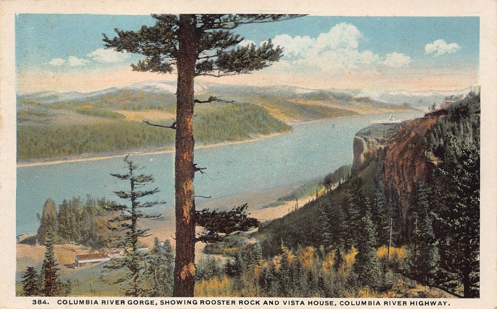 Portland OR Oregon Vista House Rooster Rock Columbia River Highway Postcard Q6