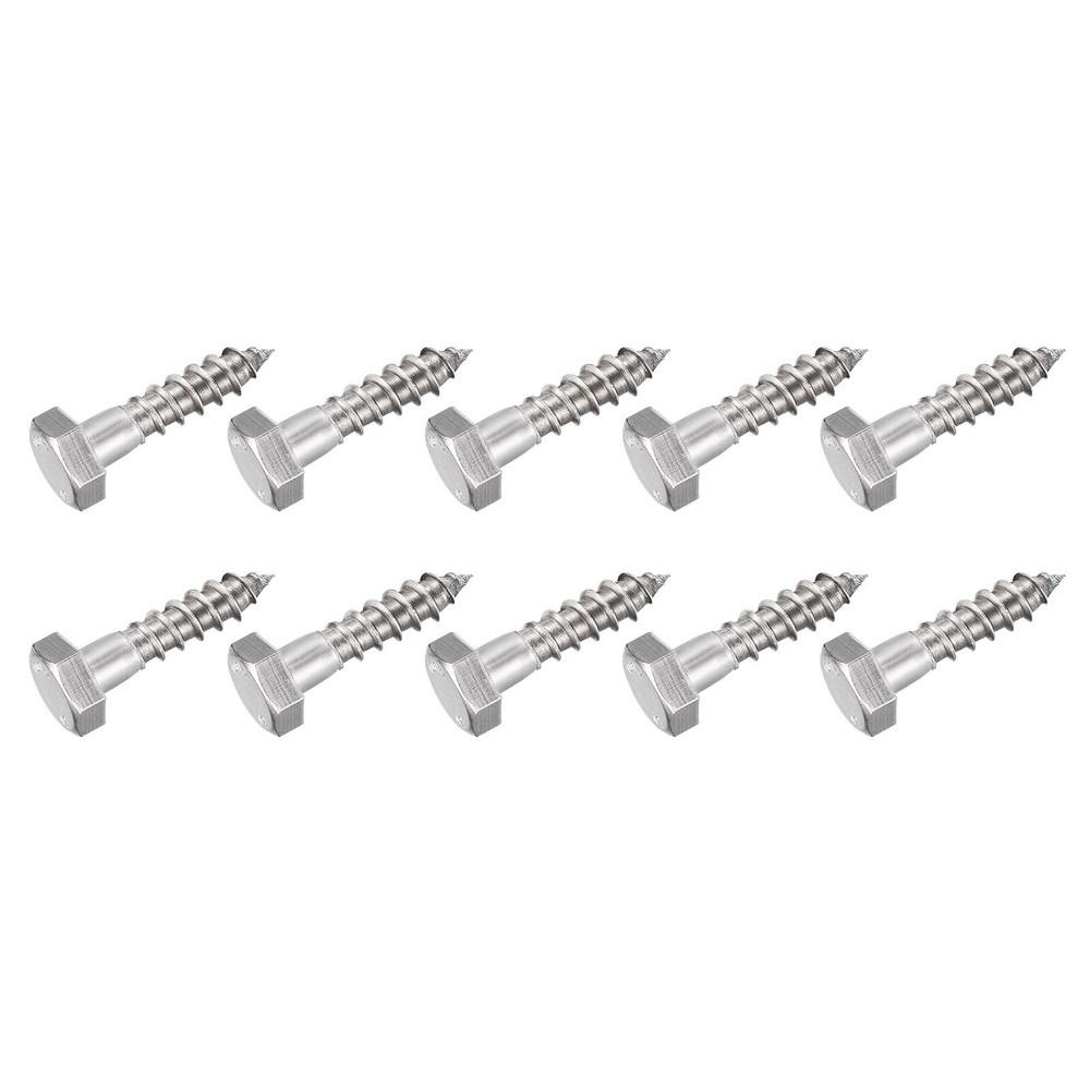 Hex Lag Screws (M10x40mm)10Pcs, 304 Stainless Steel Self-Tapping Wood Bolts
