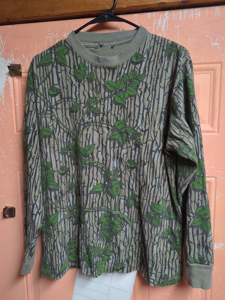 Vintage Tree Leaf Camo T Shirt Mens Large Camouflage See Measurements USA MADE