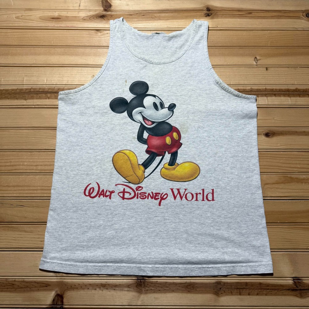 Vintage 90s Walt Disney World Mickey Mouse Heather Graphic Tank Top - Size Large
