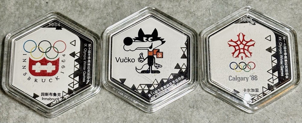 Lot Of (3) 1 Gram Silver Heritage Olympic Winter Games Vucko, Innsbruck,+Calgary