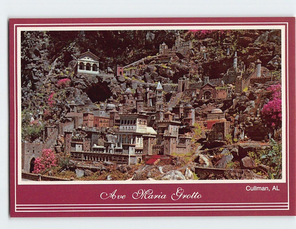 Postcard Ave Maria Grotto Cullman Alabama USA