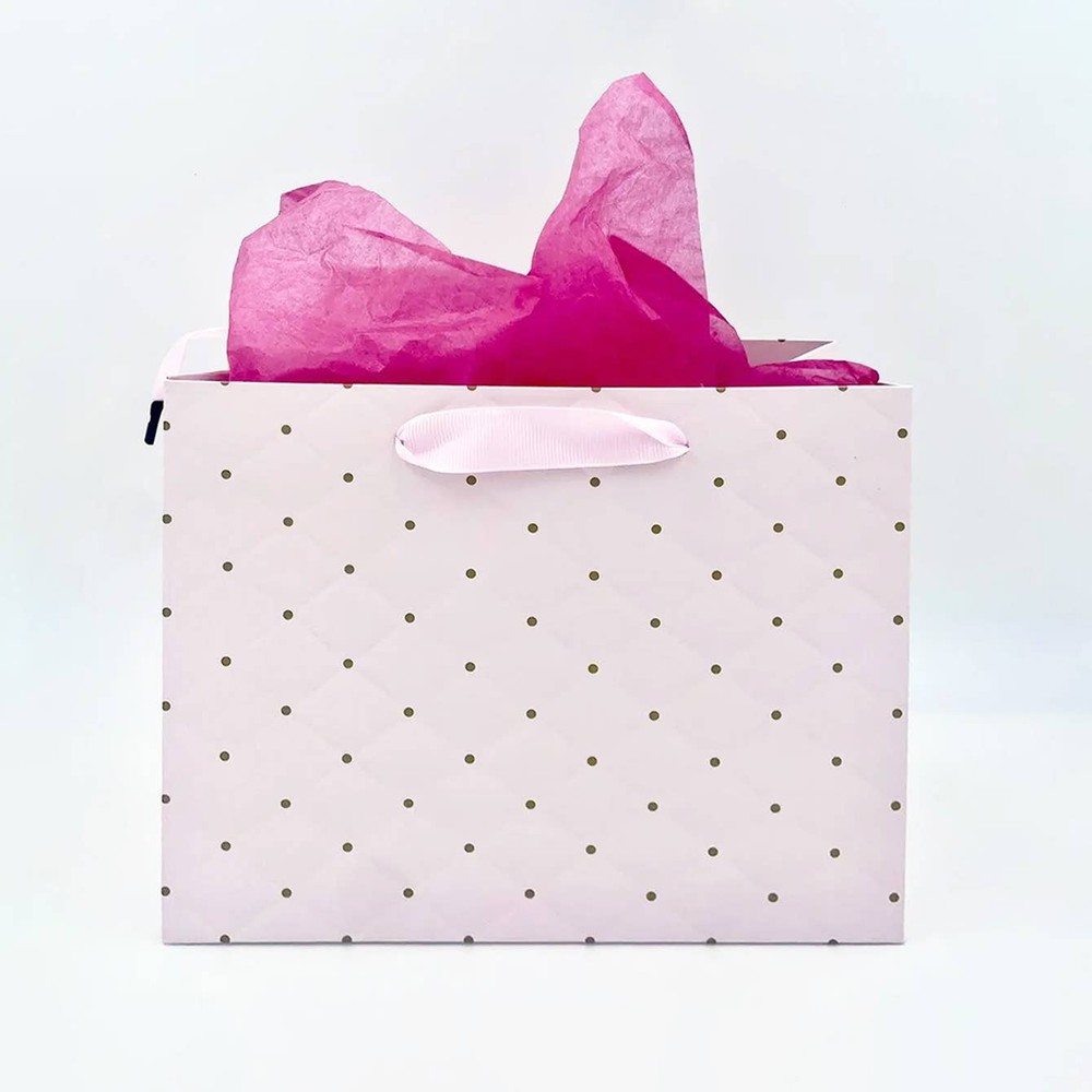 Pink dot wavy surface gift bag w/ free tissue: Medium