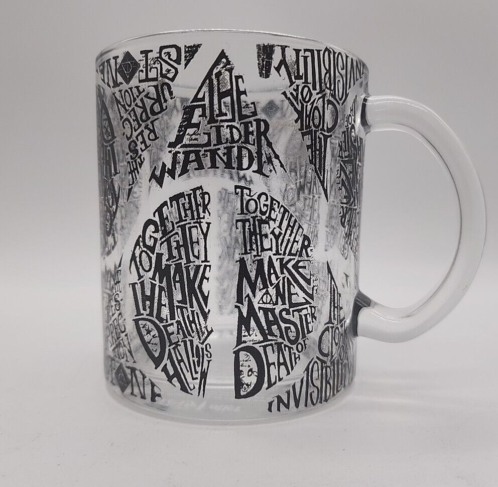 Harry Potter Deathly Hallows 17.5 oz Collectible Glass Coffee Mug Rare Find