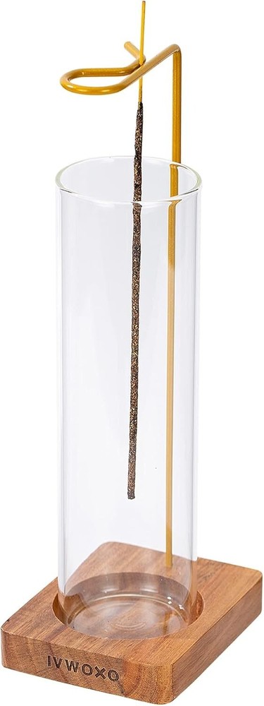 IVWOXO Round Glass Incense Stick Holder - Modern & Elegant Design