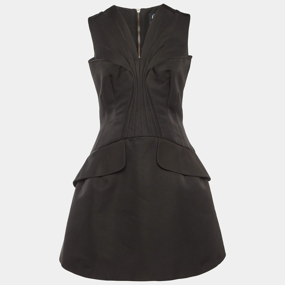 McQ by Alexander McQueen Black Cotton Blend Pleated Sleeveless Dress M