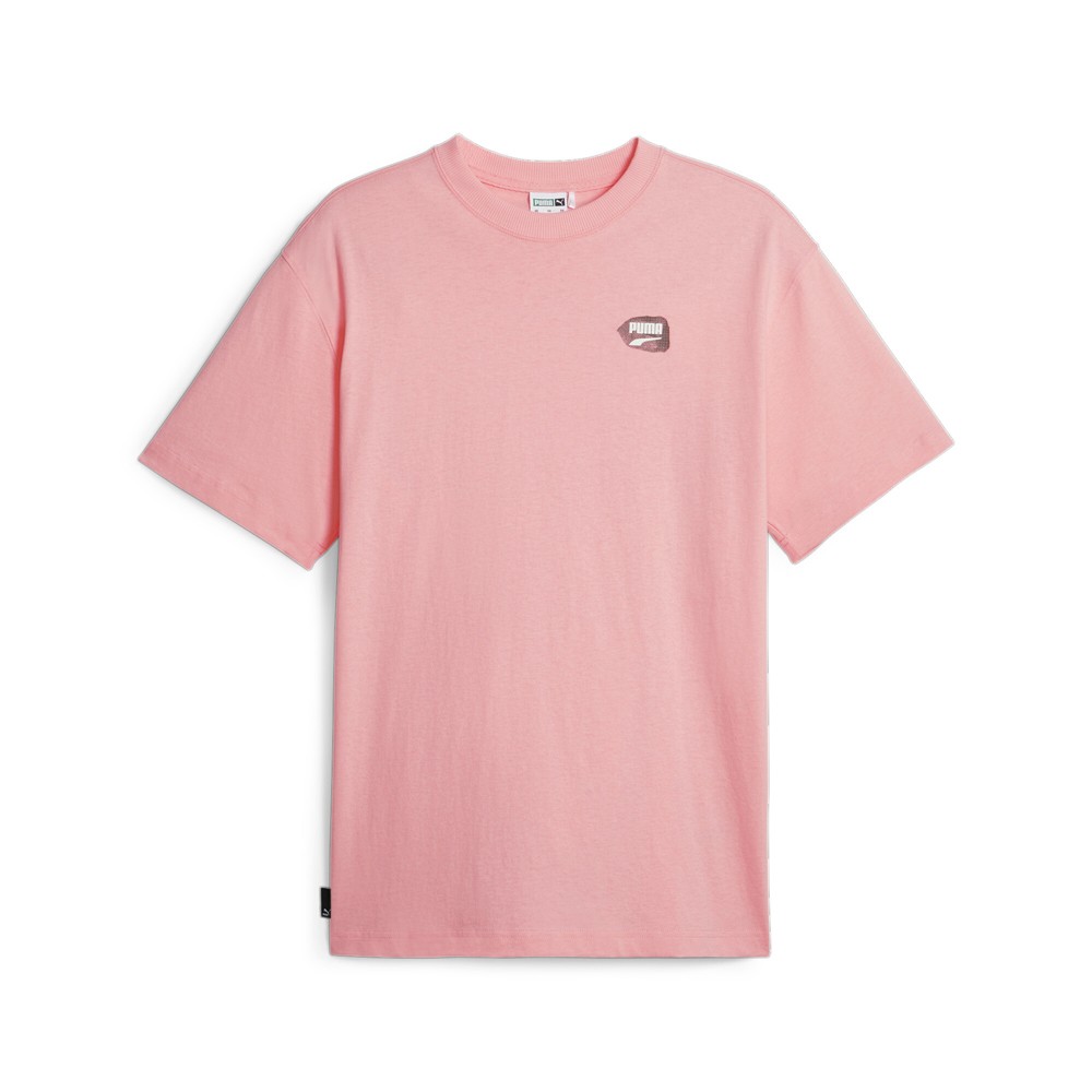 PUMA Downtown Graphic Crew Neck Short Sleeve T-Shirt Mens Pink Casual Tops 62126