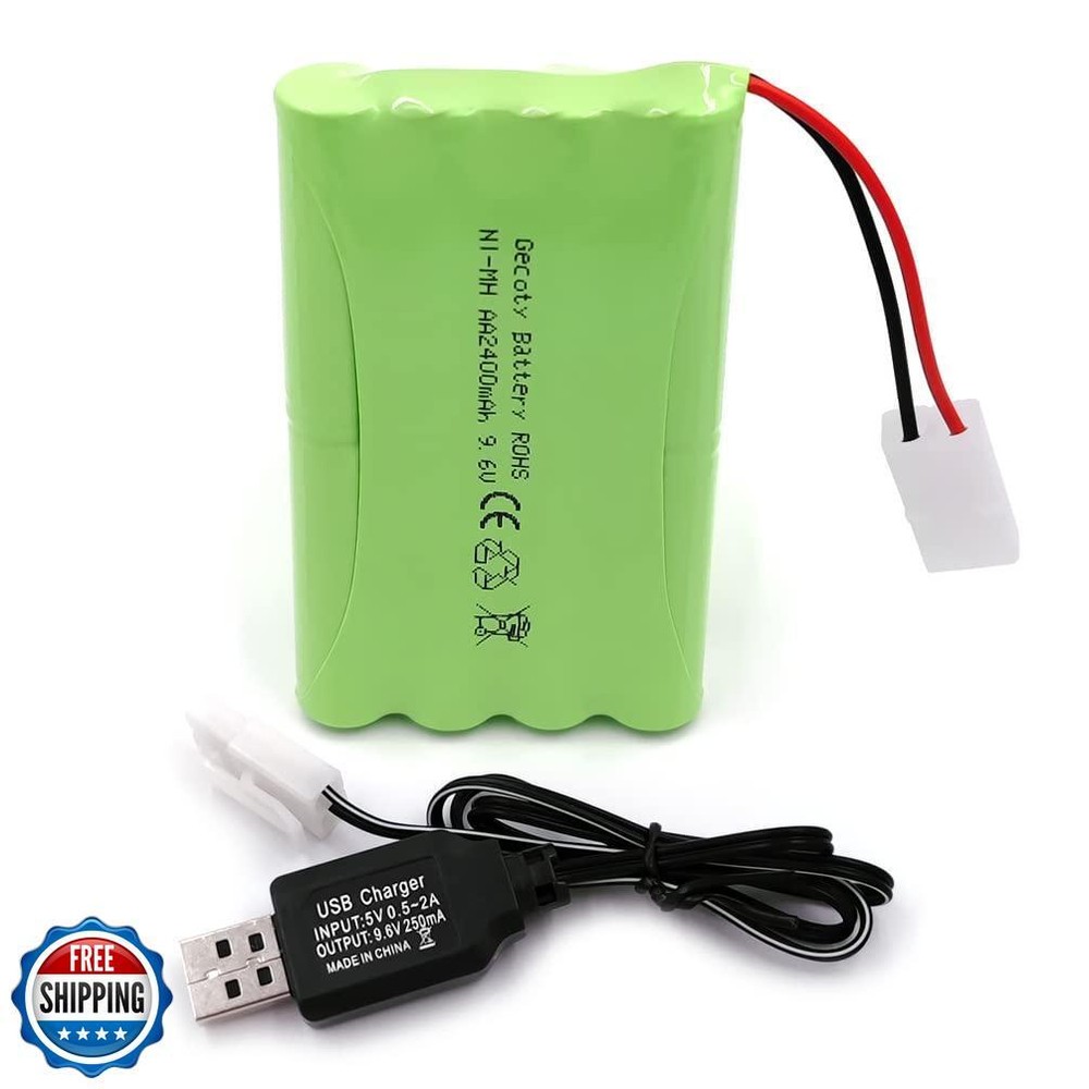 Gecoty 9.6V 2400mAh NiMH Rechargeable RC Battery Pack with Tamiya Plug