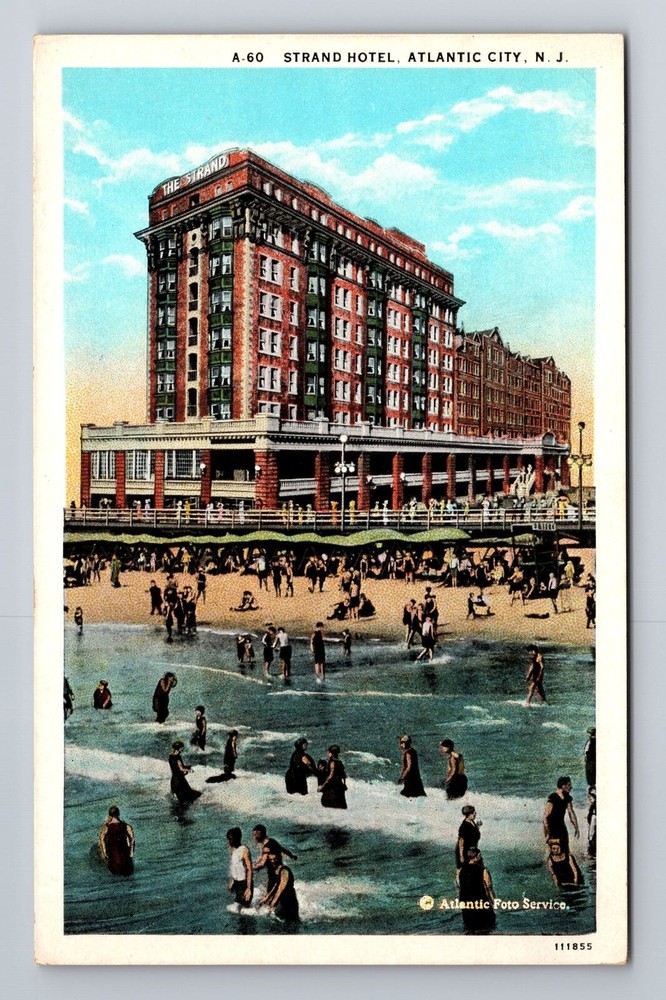 Atlantic City NJ-New Jersey, Strand Hotel, Advertising Souvenir Vintage Postcard