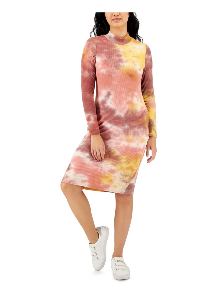 TINSEL Womens Coral Stretch Pullover Mock Neck Knee Length Shift Dress P\XS