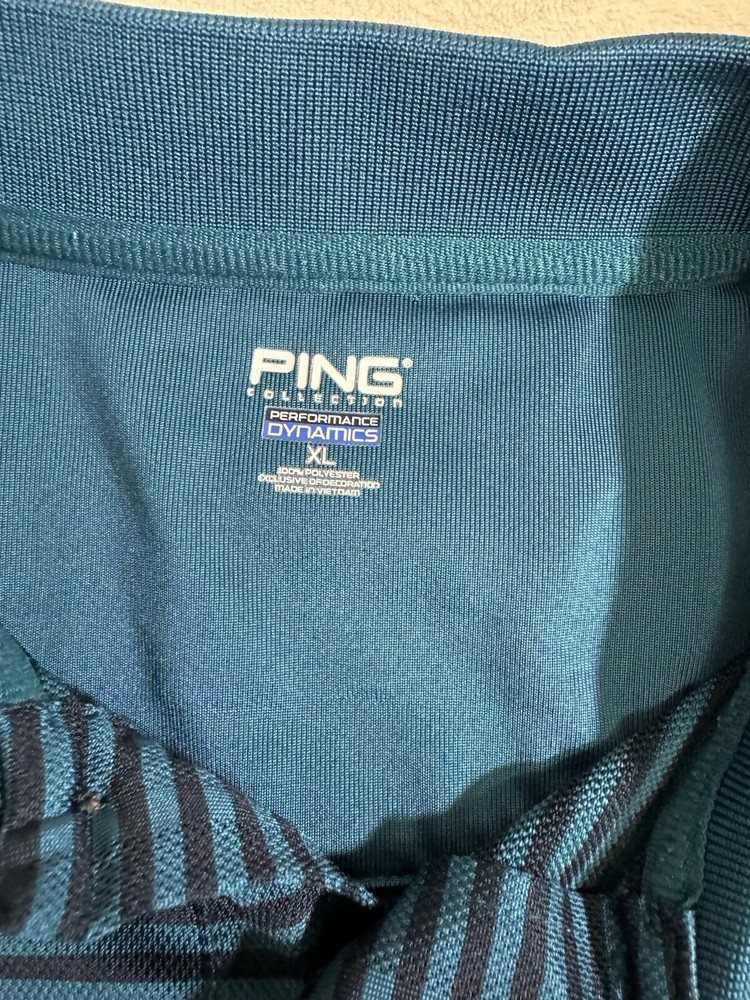 Ping Shirt Men's Extra Large Blue Striped Polo Short Sleeve XL