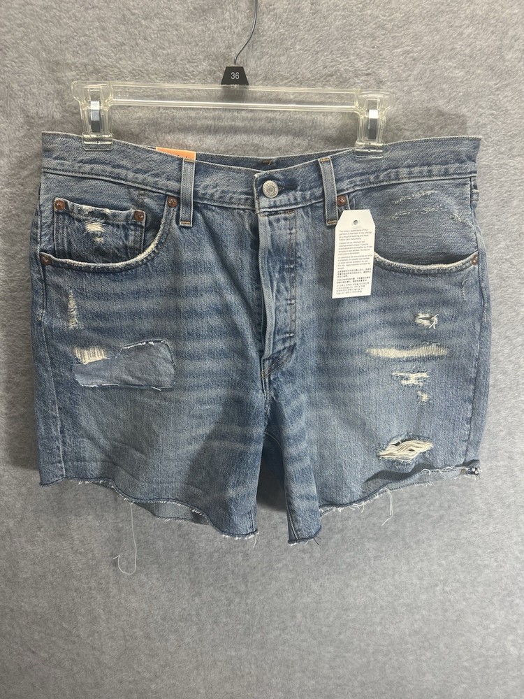 Levi’s 501 Original Light Wash Distressed Cutoff Denim Button Fly Shorts Size 31