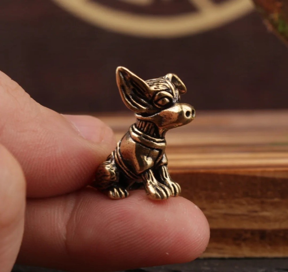 Brass Dog Animal Statue Small Sculpture Tabletop Figurine Decor Gifts