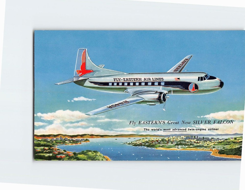 Postcard Fly Easterns Great Silver Falcon Fly Eastern Air Lines