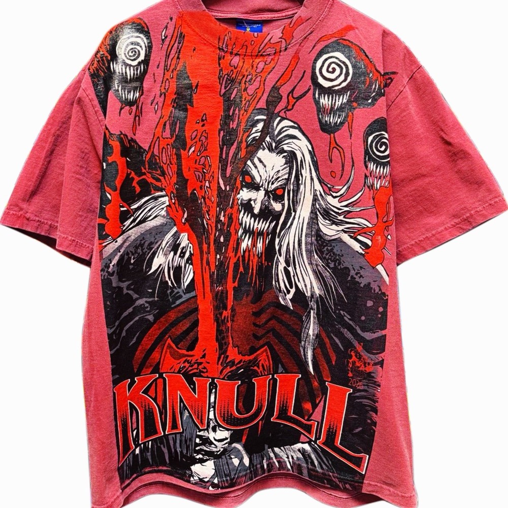 vintage rush KNULL x VENOM Symbiote AOP Mega Print Red T-shirt Marvel Spiderman