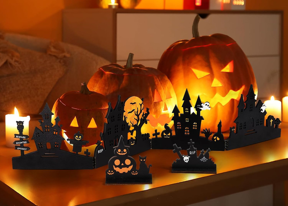 Halloween Decorations 28 Inch Halloween Wooden Hinged Haunted House