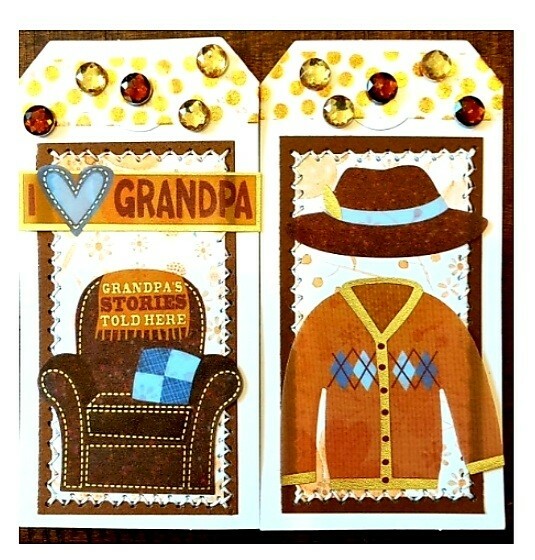 Página de álbum de recortes prefabricado cosido/juego de etiquetas cosidas: abuelo-image