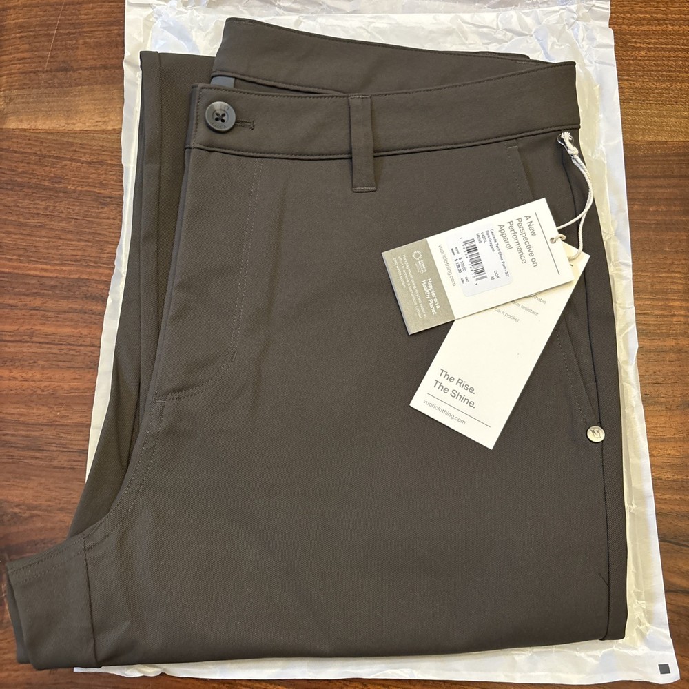 VUORI Cascade Tech Chino Pant. Dark Oregano. (V427-L.) Size 32 X 32. NWT.