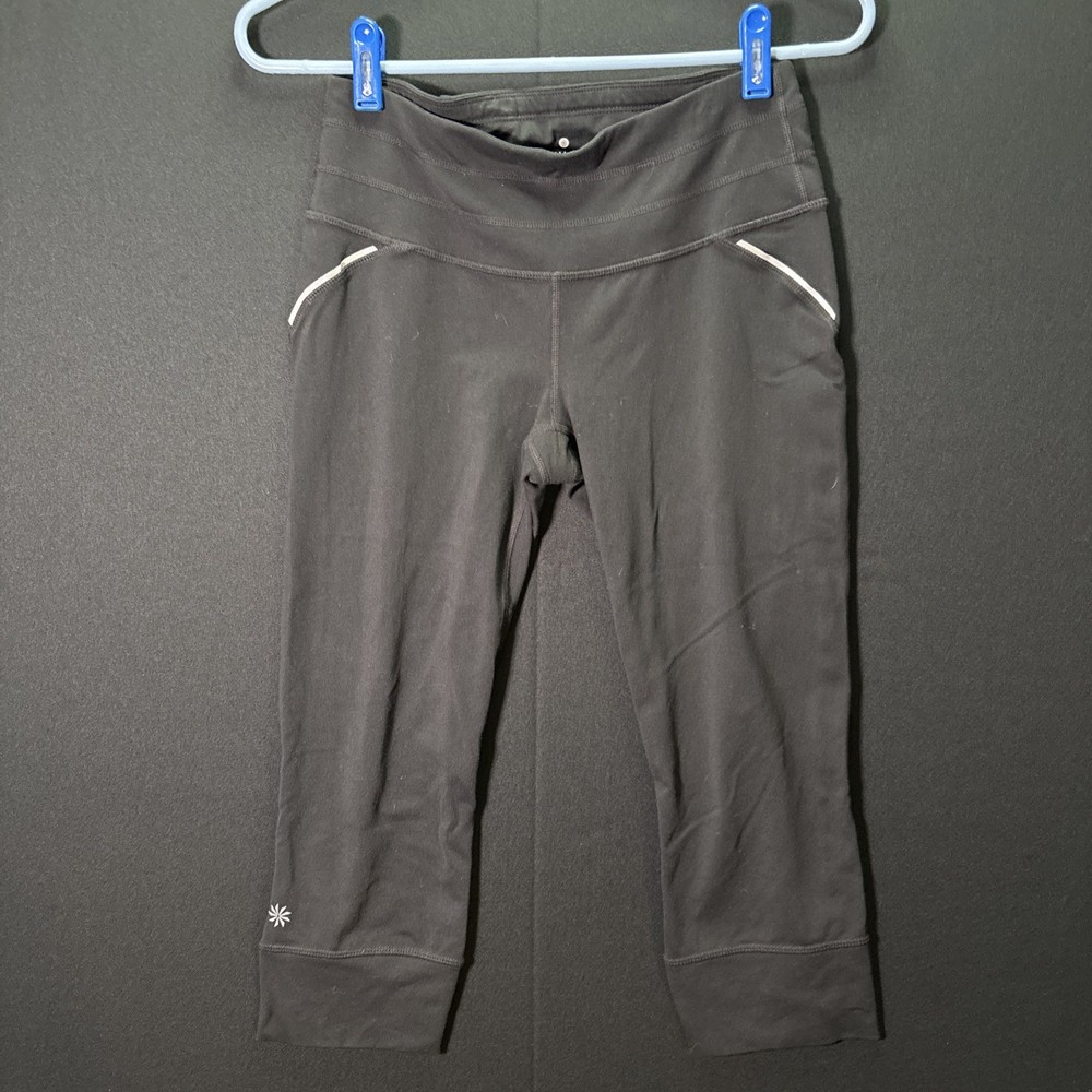 Athleta Activewear Leggings Women S Small Black Low Rise Pull On Capri Nylon