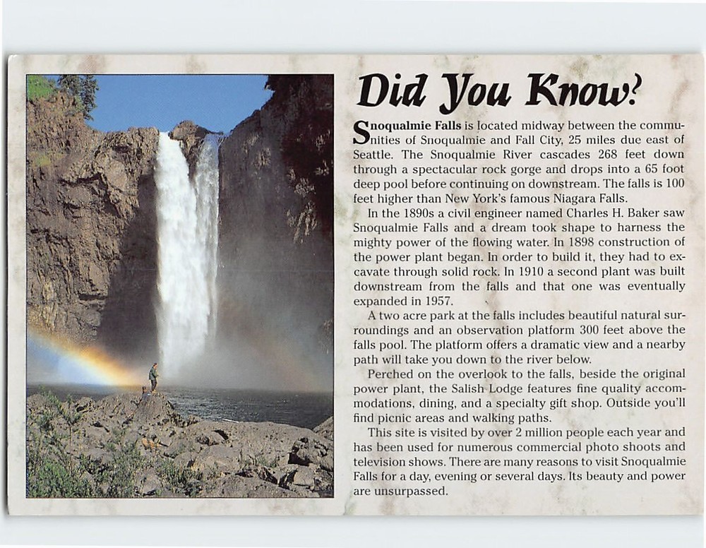 Postcard Snoqualmie Falls Washington