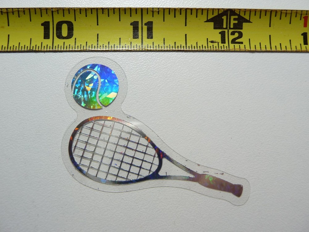HOLOGRAPHIC TENNIS BALL RACQUET  STICKER DECAL SPORTS ATHLETICS CONTEST