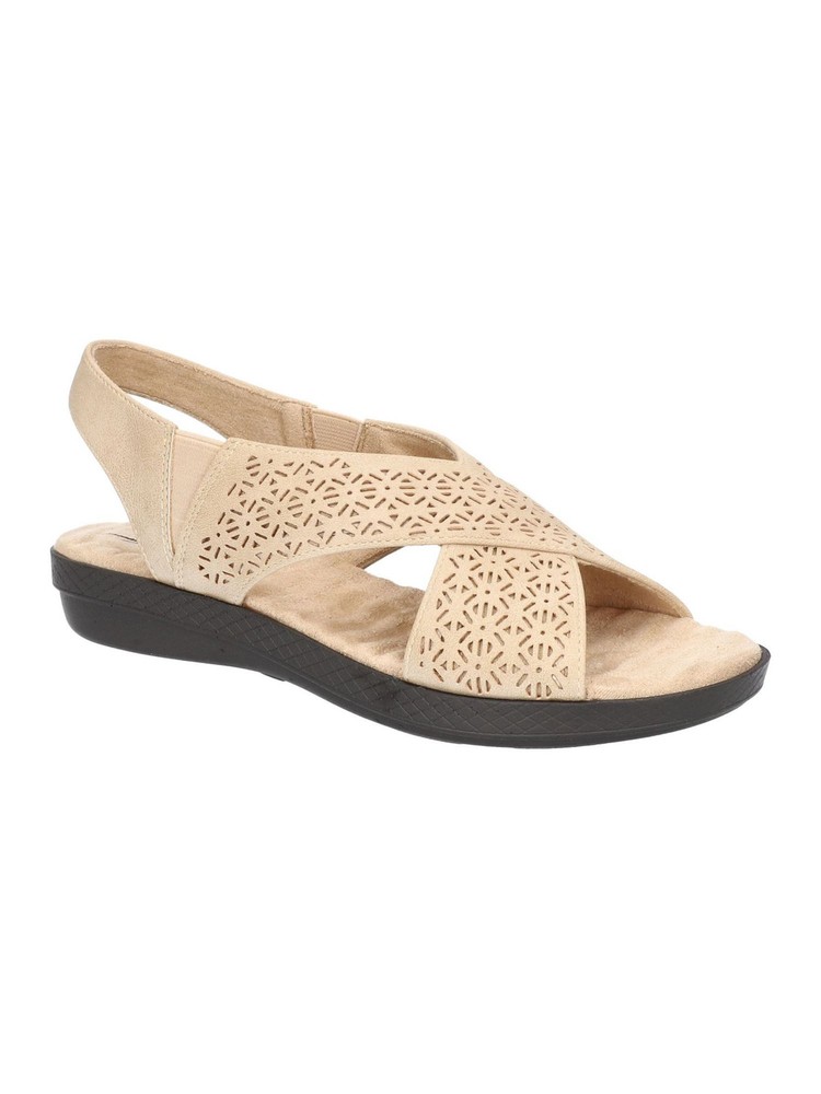 WAVE EASY STREET Womens Beige Lightweight Open Wedge Slingback Sandal 7 W