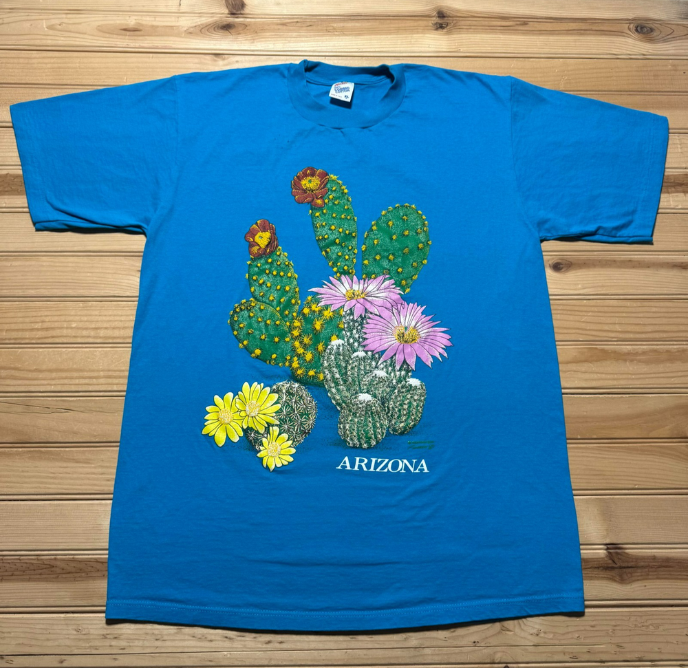 Vintage 90s Arizona Cactus Succulent Floral Desert Nature Souvenir USA - Size XL