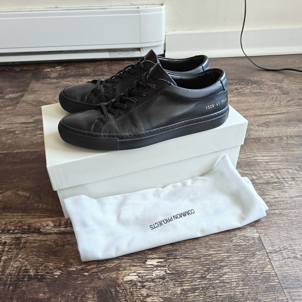 Common Projects Achilles Low Black Leather, Size 41 Made In Italy Box Dustbag-image