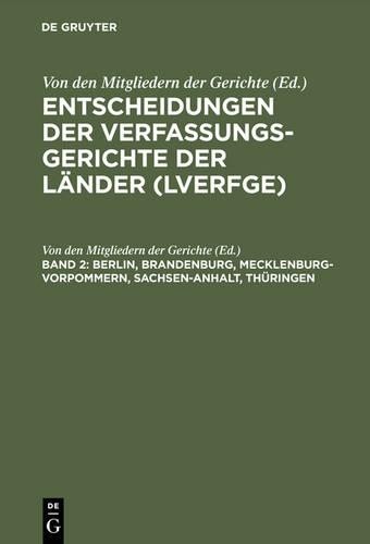 Entscheidungen der Verfassungsgerichte der Länder (LVerfGE), Band 2,  (Hardback)