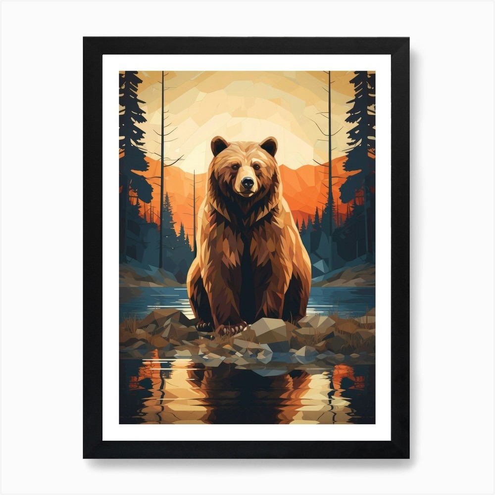 Bear In The Forest Art Print Framed Wall Art Poster Canvas Print Picture