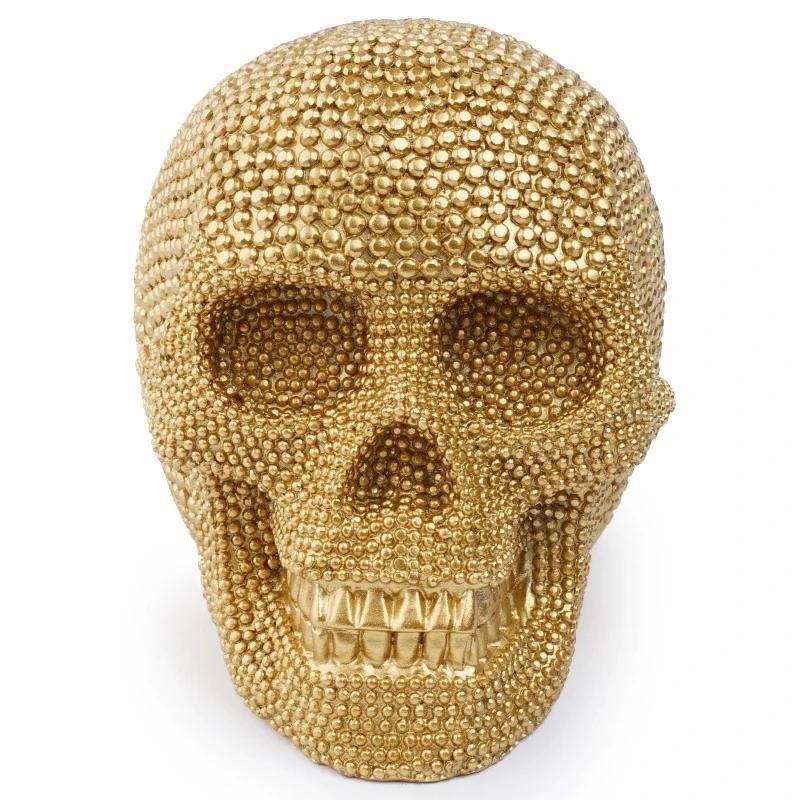 Figurines Skull Resin Carved Small Gold Modern Free Stand Novelty Home Decor