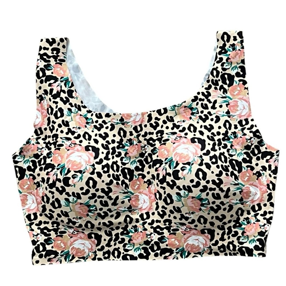 Rhonda Shear 1X Seamless Floral Padded Bra Animal Print Infinity Edge  