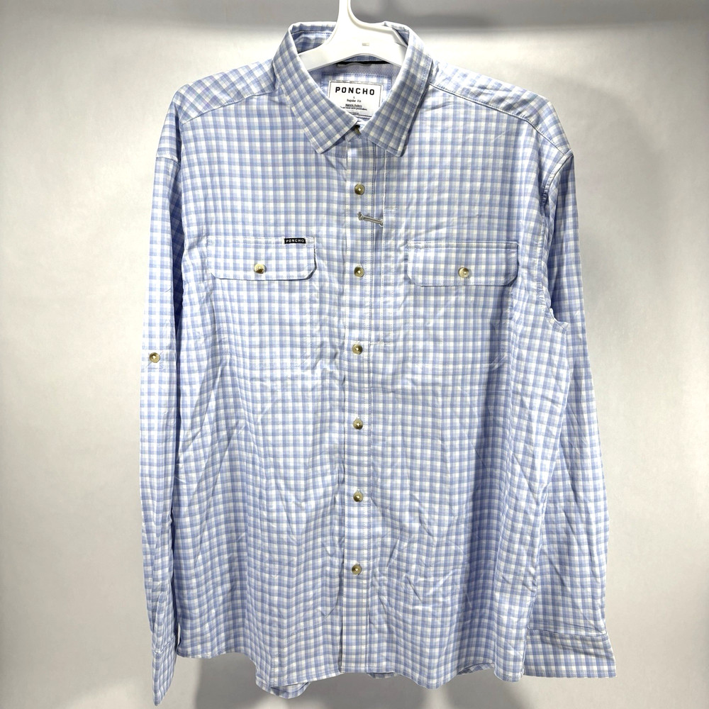 Poncho Outdoors Performance Long Sleeve Shirt Men's Size L Magnetic Pockets