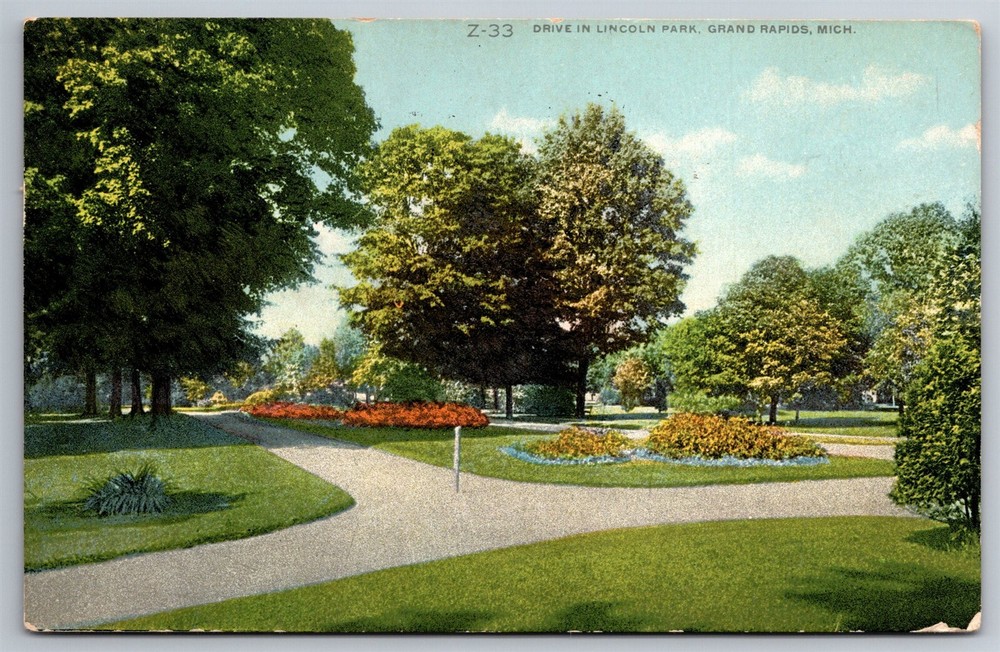 Lincoln Park Going For A Drive Grand Rapids MI C1910 Postcard N25